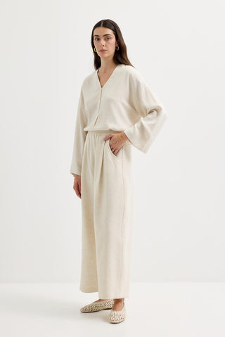 Pleated Pocket Linen Trousers Natural