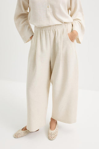 Pleated Pocket Linen Trousers Natural