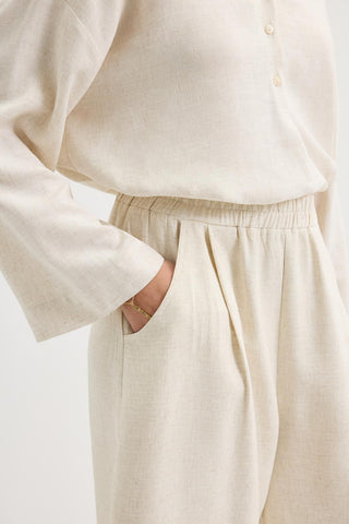 Pleated Pocket Linen Trousers Natural