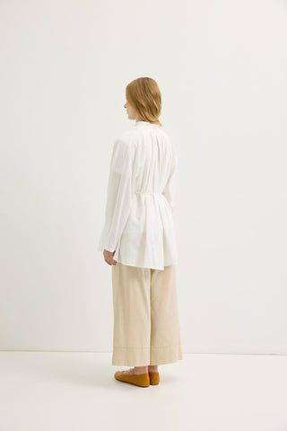 Pleated Oversized Linen Shirt Ecru