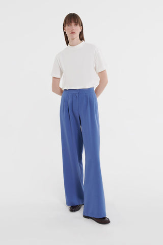 Pleated Palazzo Pants Indigo
