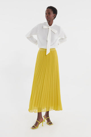 Pleated Grosgrain Skirt Lemon Green