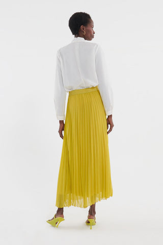 Pleated Grosgrain Skirt Lemon Green