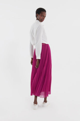 Pleated Grosgrain Skirt Damson