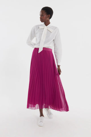 Pleated Grosgrain Skirt Damson