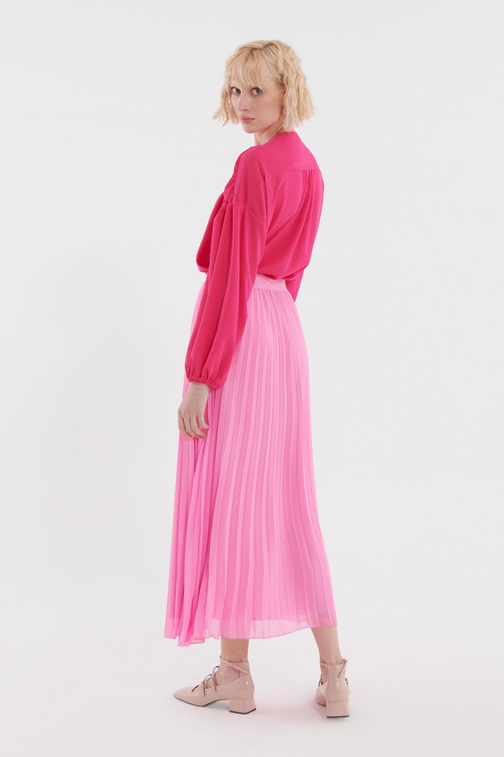Pleated Grosgrain Skirt Pink
