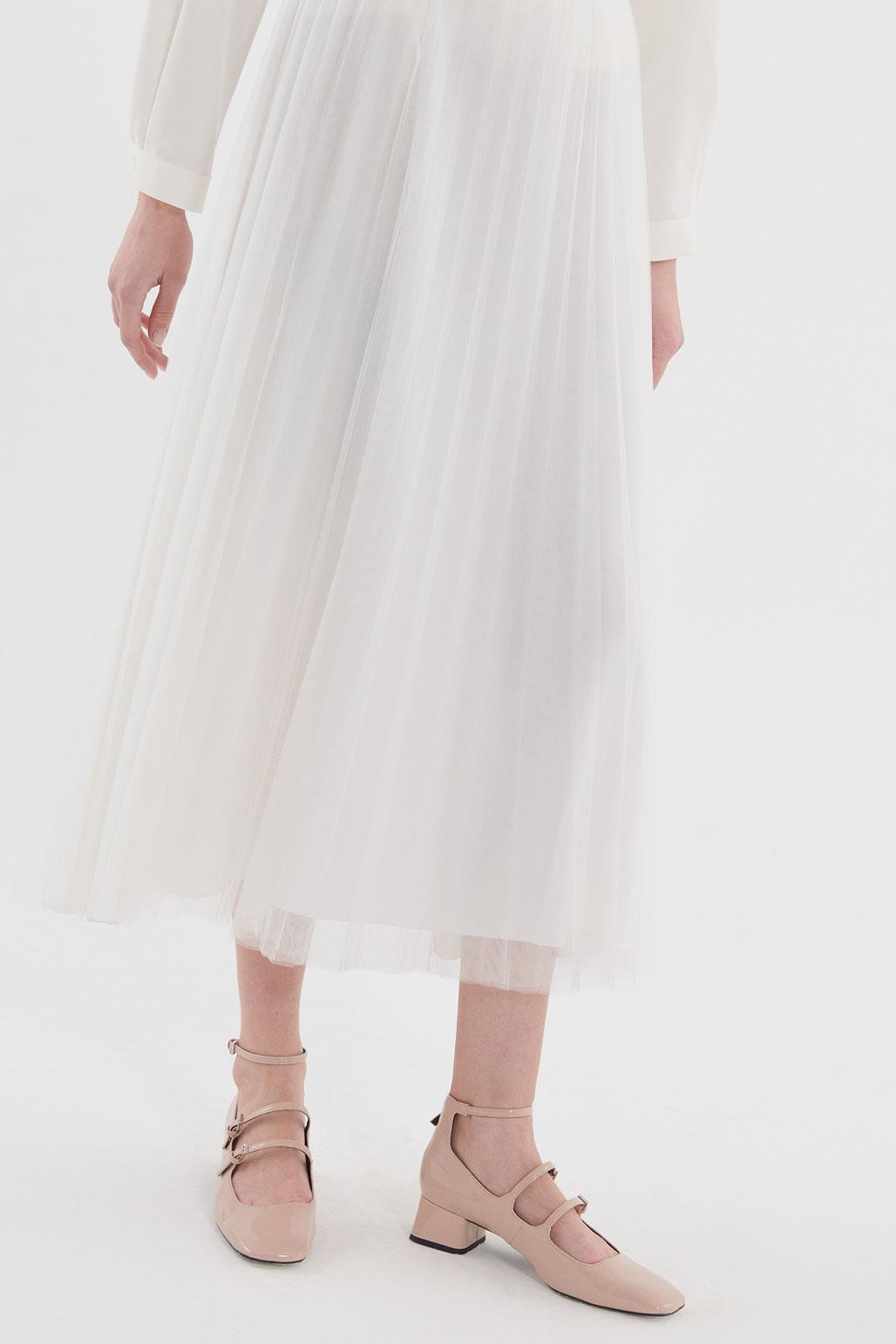 Double Layer Tulle Skirt Ecru