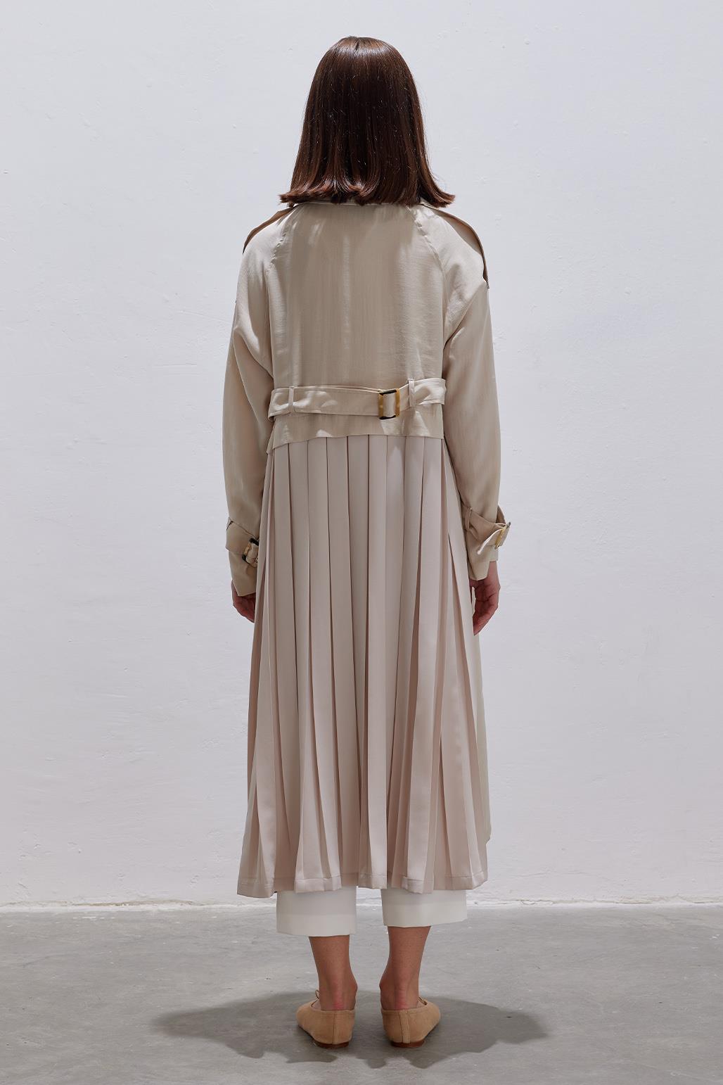 Pleated Modal Trench Coat Stone