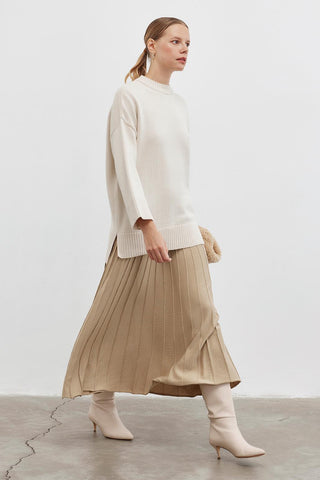Pleated Knitted Skirt Mink