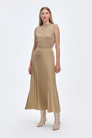 Pleated Knitted Skirt Mink