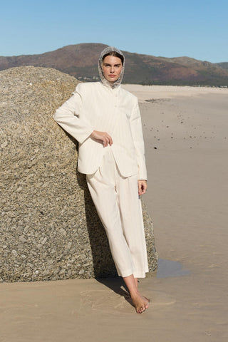 Pleated Pocket Linen Trousers Gray