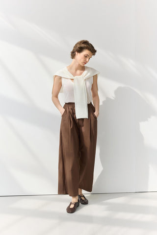 Pleated Pocket Trousers Brown
