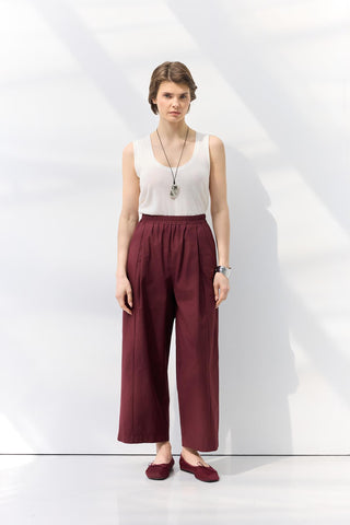 Pleated Pocket Trousers Burgundy