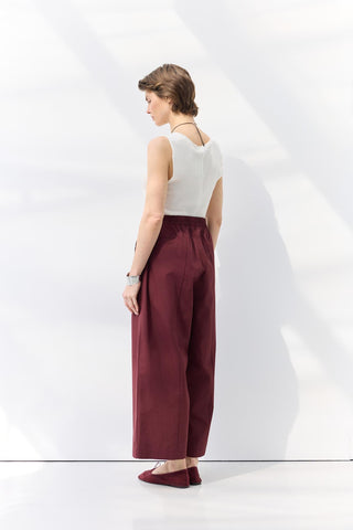 Pleated Pocket Trousers Burgundy