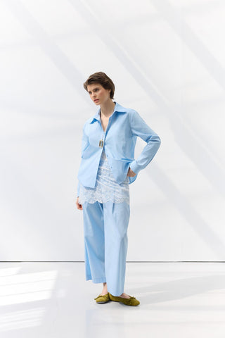 Pleated Pocket Trousers Light Blue