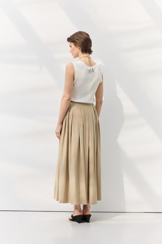 Pleated Waist Skirt Beige