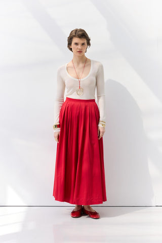 Pleated Waist Skirt Red