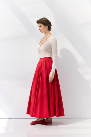 Pleated Waist Skirt Red