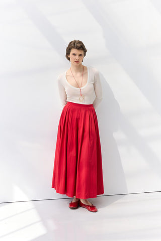Pleated Waist Skirt Red