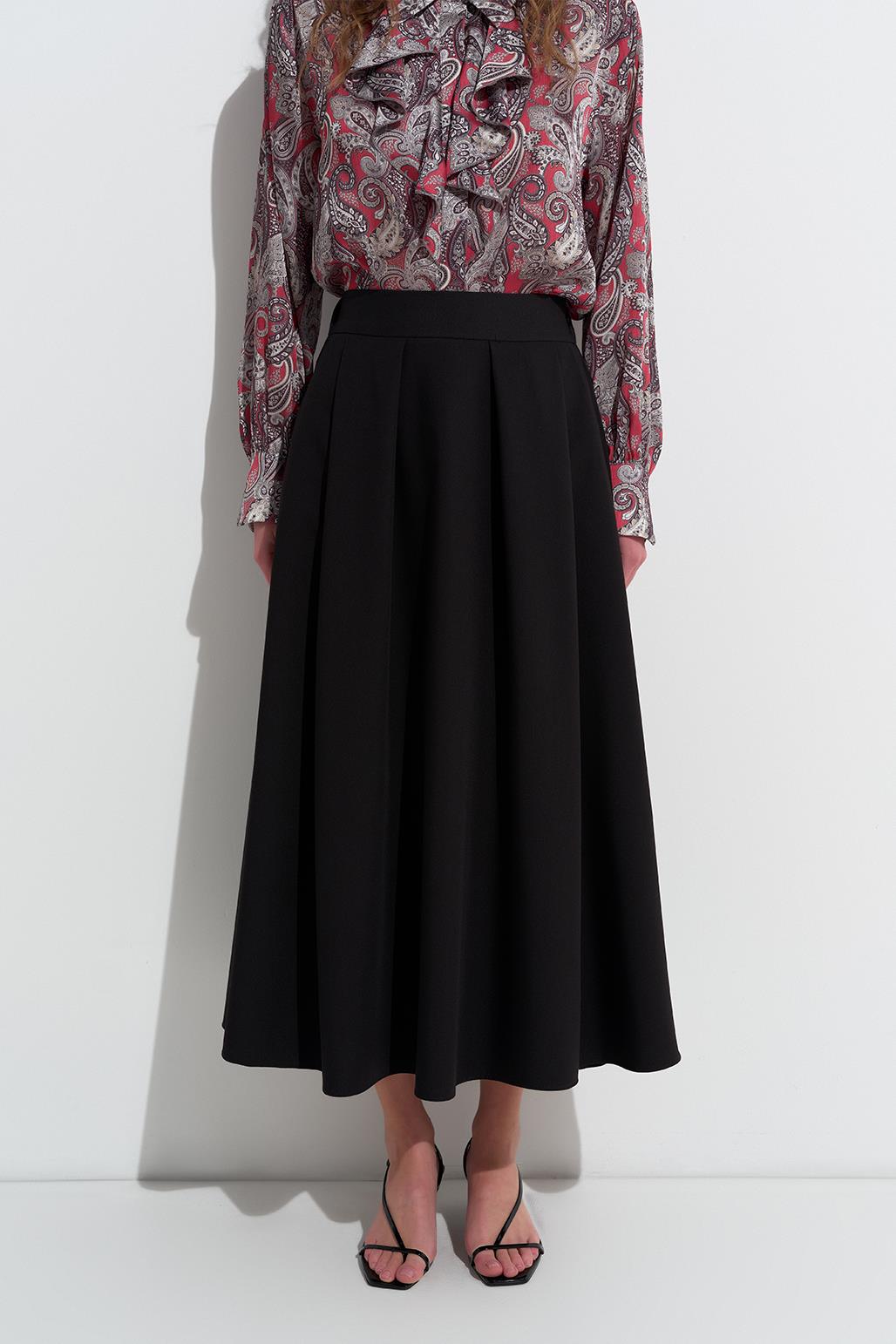 Poly Pleated Skirt Black