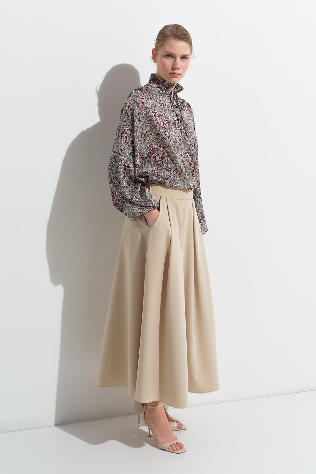 Poly Pleated Skirt Stone