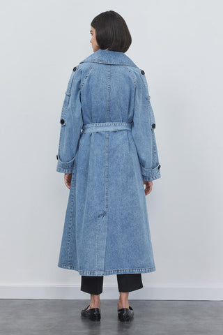 Polida Washed Denim Trench Light Blue