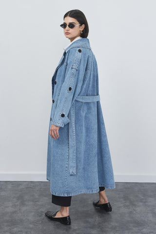 Polida Washed Denim Trench Light Blue