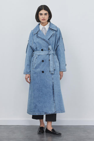 Polida Washed Denim Trench Light Blue