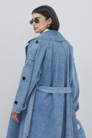 Polida Washed Denim Trench Light Blue