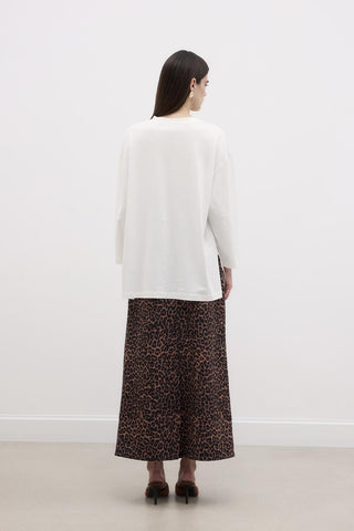 Printed Rose Basic Cotton Knitted Blouse Ecru