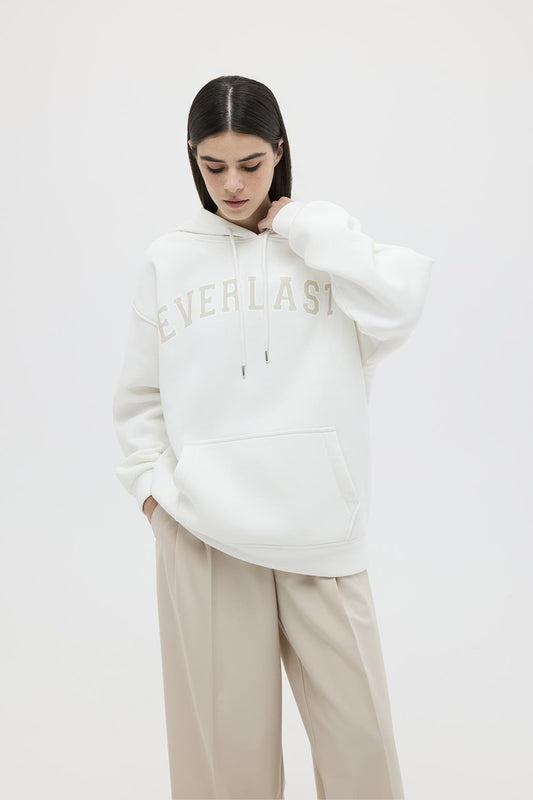 Printed Oversized Hooded Sweatshirt White