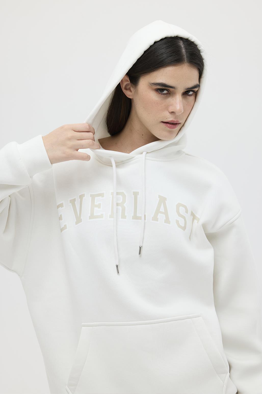 Printed Oversized Hooded Sweatshirt White