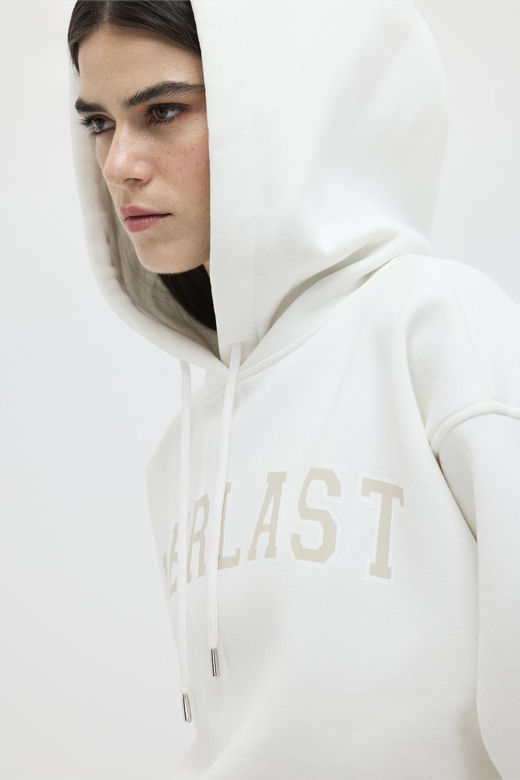 Printed Oversized Hooded Sweatshirt White