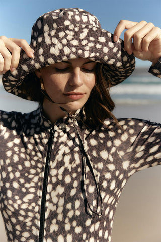 Printed Tie-Up Bucket Hat Bambi