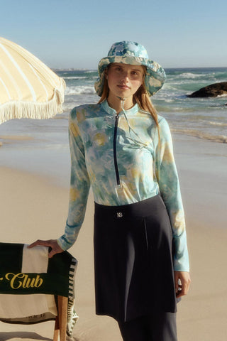 Printed Tie-Up Bucket Hat Ice Blue