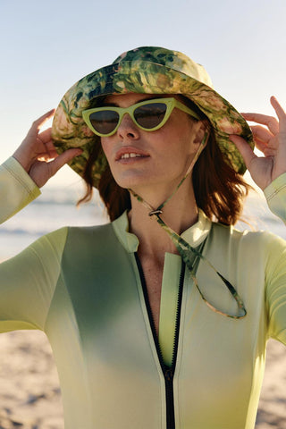 Printed Tie-Up Bucket Hat Light Green
