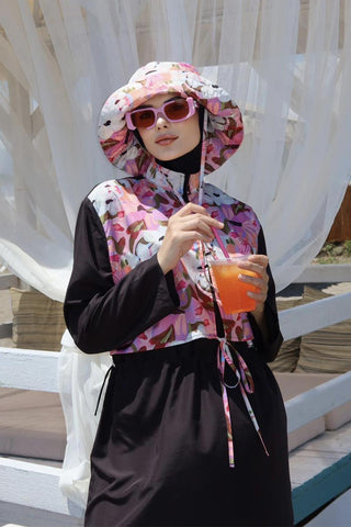Printed Tie-Up Bucket Hat Pink
