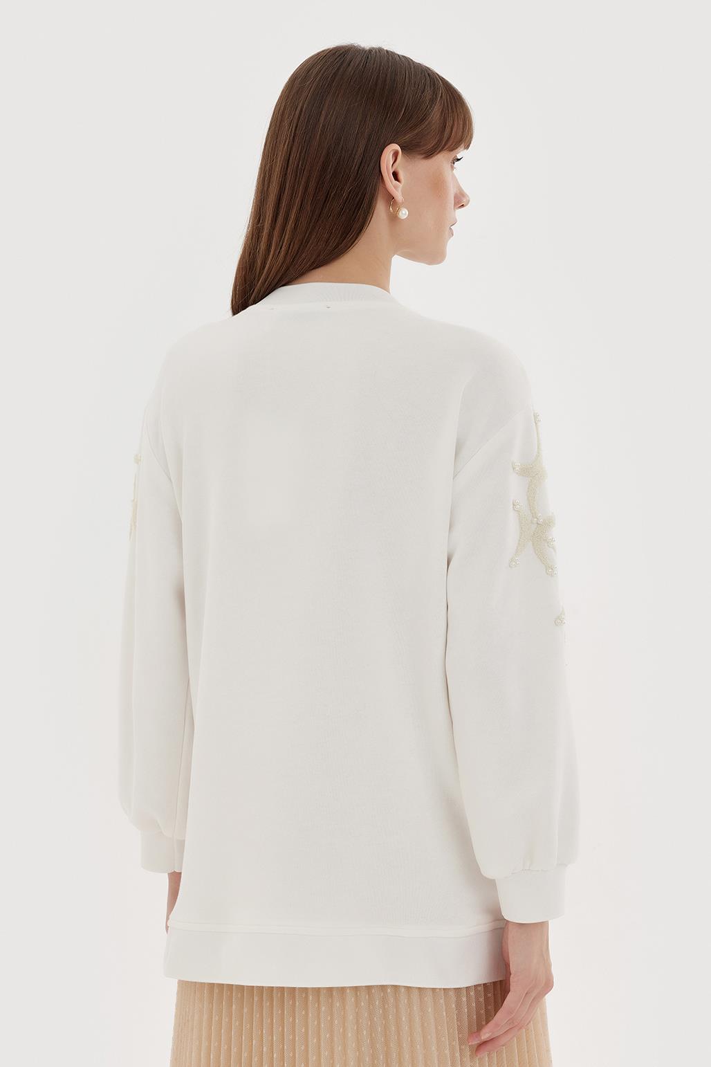 Punch Embroidery Tunic with Pearl Ecru