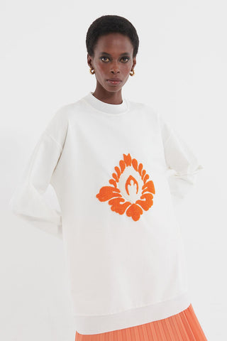 Embroidered Sweatshirt Ecru
