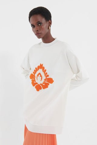 Embroidered Sweatshirt Ecru