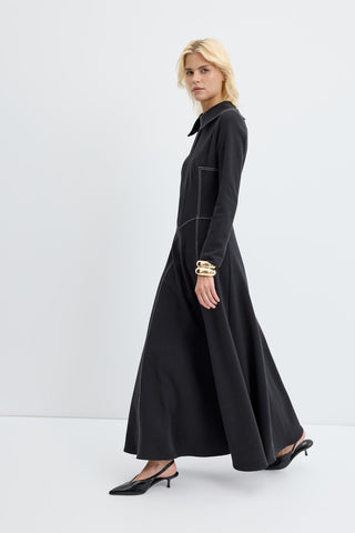 Knit Dress Seam Detail Black