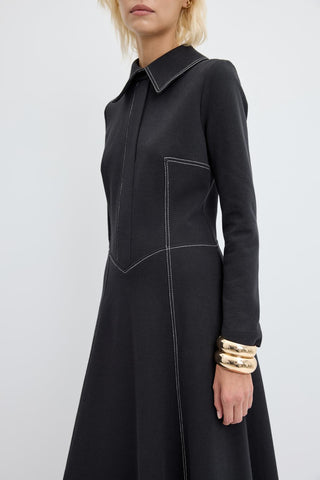 Knit Dress Seam Detail Black