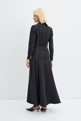 Knit Dress Seam Detail Black