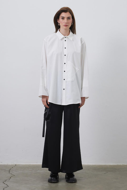 Punto Stitched Oversize Shirt Ecru