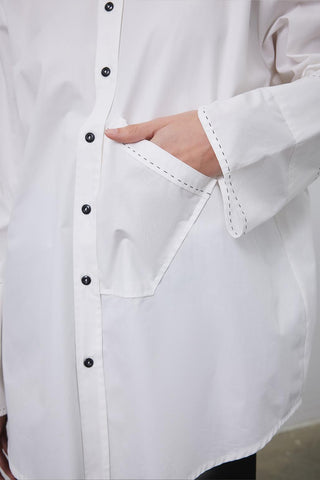 Punto Stitched Oversize Shirt Ecru