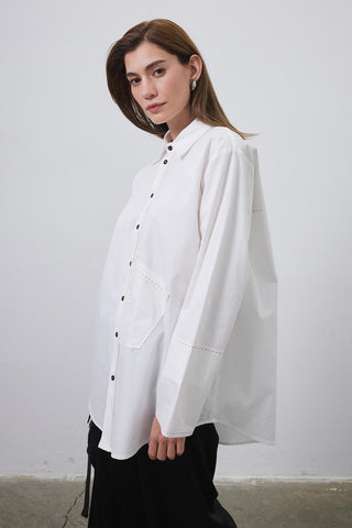 Punto Stitched Oversize Shirt Ecru