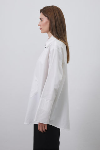 Punto Stitched Oversize Shirt Ecru