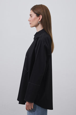 Punto Stitched Oversize Shirt Black