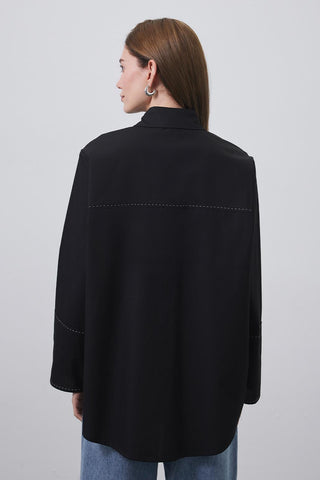 Punto Stitched Oversize Shirt Black