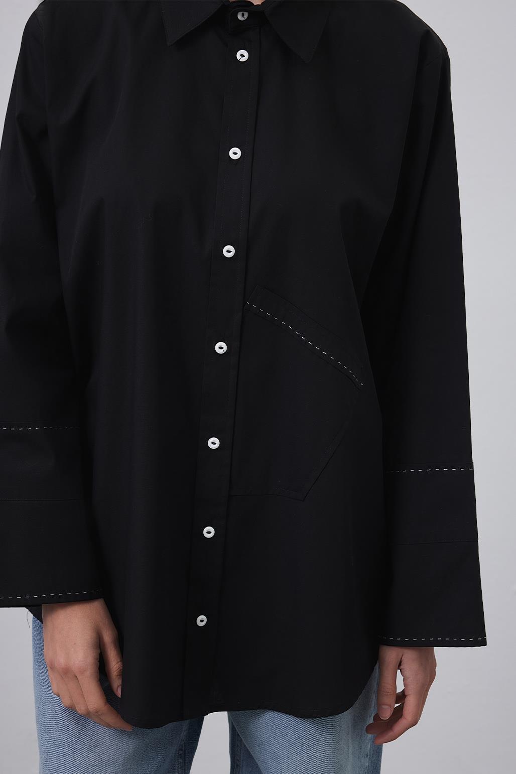Punto Stitched Oversize Shirt Black